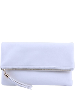 Envelope Foldover Wristlet Clutch Crossbody Bag with Chain Strap LP048 WHITE